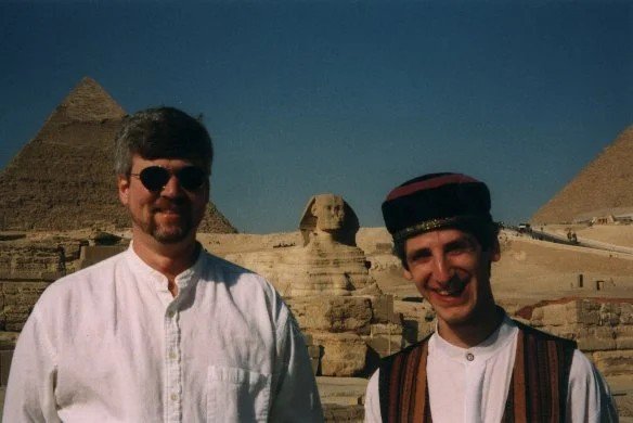 Adam and Brian with the Sphinx behind them